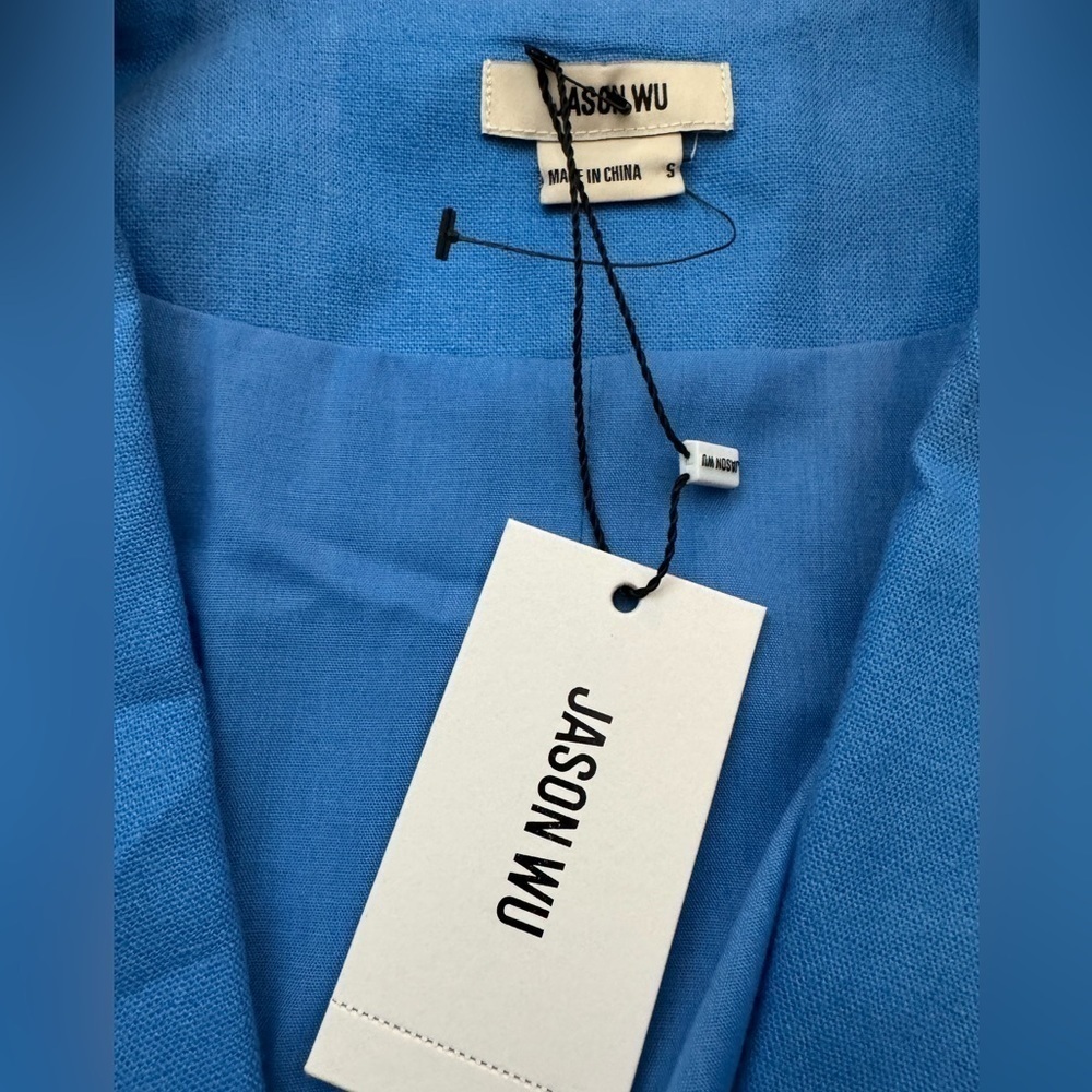 Jason Wu- NWT Blue Linen Braided Cropped Blazer Jackrt - Picture 3 of 8